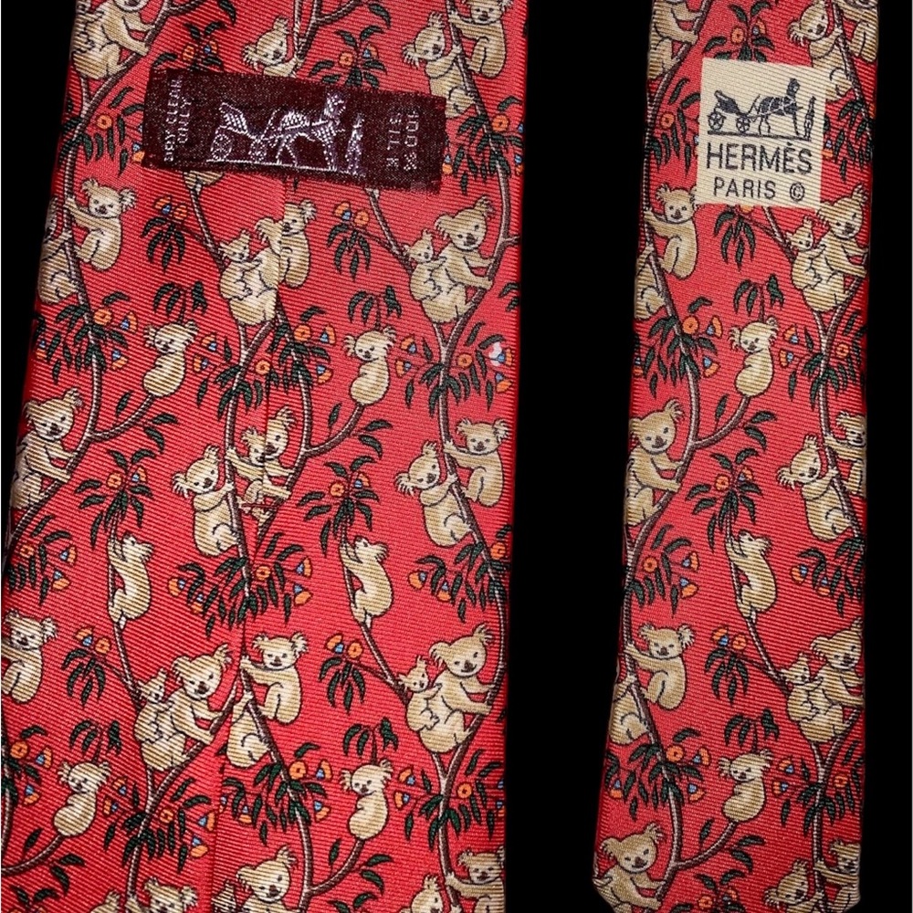 HERMES Silk Neck Tie. Koalas ๐จ๐จ - Picture 2 of 6